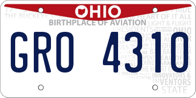 OH license plate GRO4310