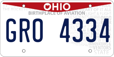 OH license plate GRO4334