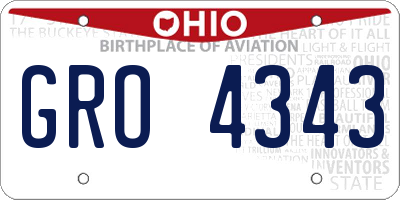OH license plate GRO4343