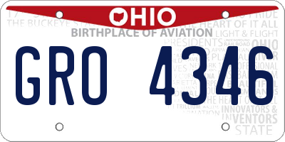 OH license plate GRO4346