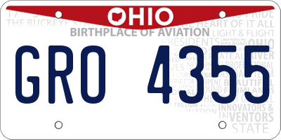 OH license plate GRO4355