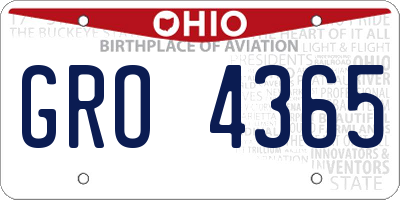 OH license plate GRO4365