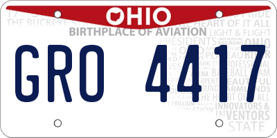 OH license plate GRO4417