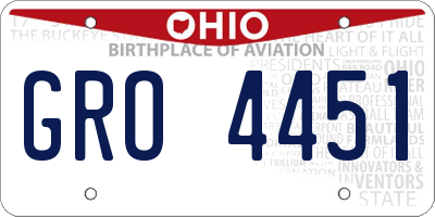 OH license plate GRO4451