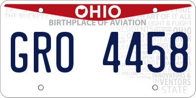 OH license plate GRO4458