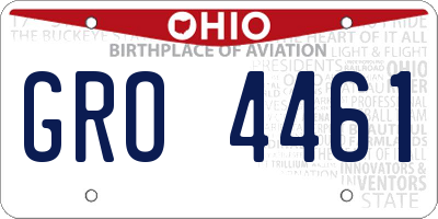OH license plate GRO4461