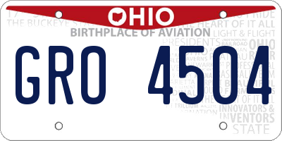 OH license plate GRO4504