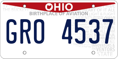 OH license plate GRO4537