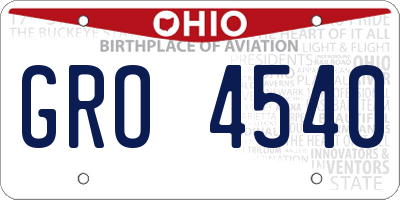 OH license plate GRO4540