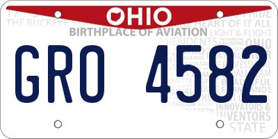 OH license plate GRO4582