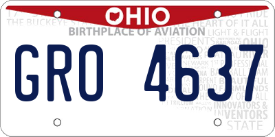 OH license plate GRO4637
