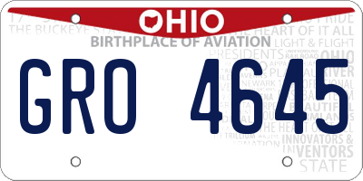 OH license plate GRO4645