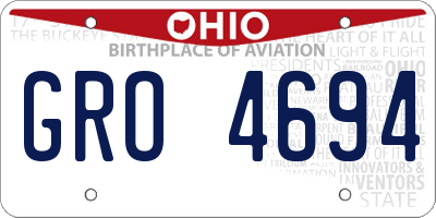 OH license plate GRO4694