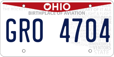 OH license plate GRO4704