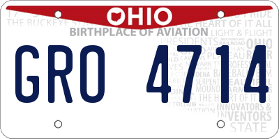 OH license plate GRO4714