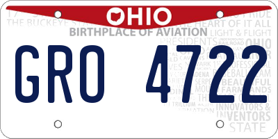 OH license plate GRO4722