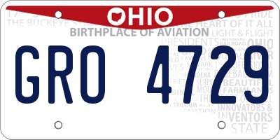 OH license plate GRO4729