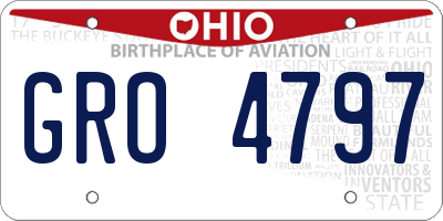 OH license plate GRO4797