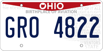 OH license plate GRO4822