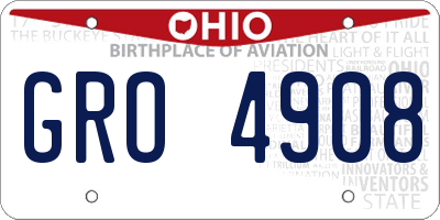 OH license plate GRO4908
