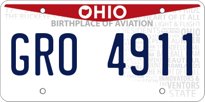 OH license plate GRO4911