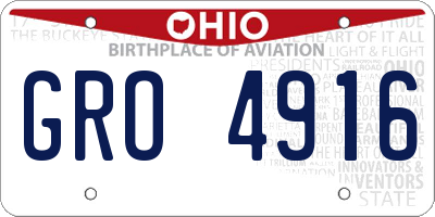 OH license plate GRO4916