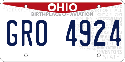 OH license plate GRO4924