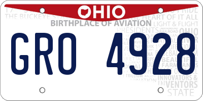 OH license plate GRO4928