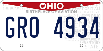 OH license plate GRO4934