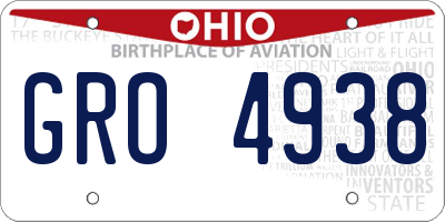 OH license plate GRO4938