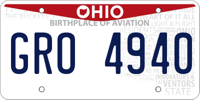 OH license plate GRO4940