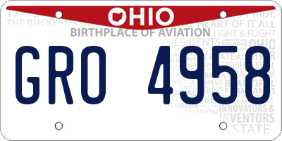 OH license plate GRO4958