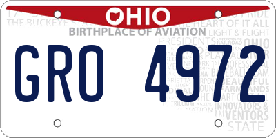 OH license plate GRO4972