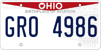 OH license plate GRO4986