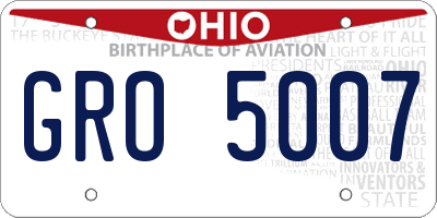 OH license plate GRO5007