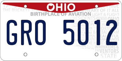 OH license plate GRO5012