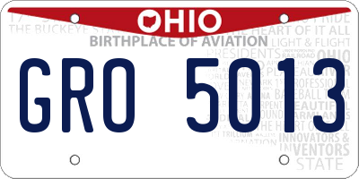 OH license plate GRO5013