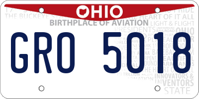 OH license plate GRO5018