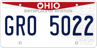 OH license plate GRO5022
