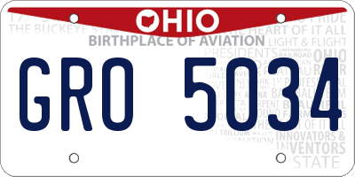 OH license plate GRO5034