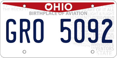 OH license plate GRO5092