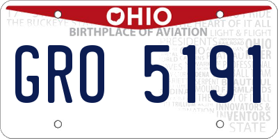 OH license plate GRO5191
