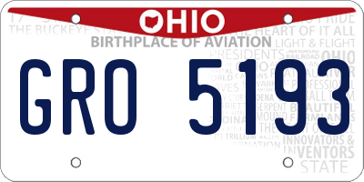 OH license plate GRO5193