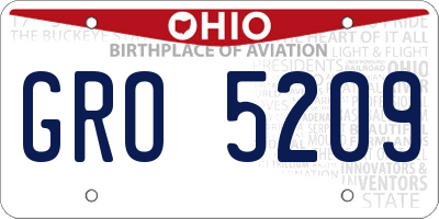 OH license plate GRO5209