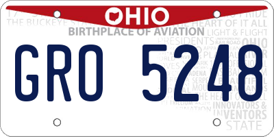 OH license plate GRO5248