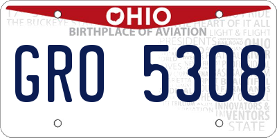 OH license plate GRO5308
