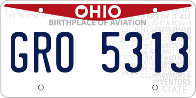 OH license plate GRO5313