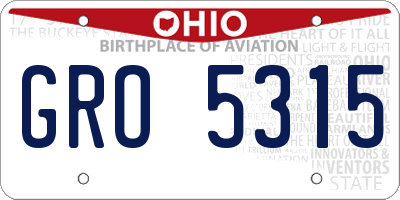 OH license plate GRO5315