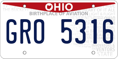OH license plate GRO5316