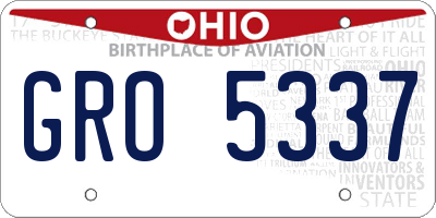 OH license plate GRO5337